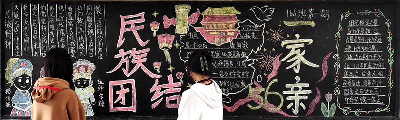 我校開展“民族團結(jié)一家親”主題黑板報評比活動